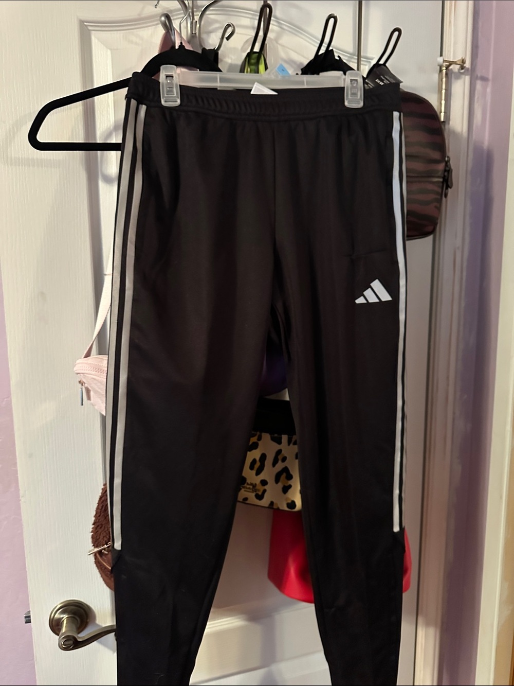 adidas  Black Joggers with White Side Stripes